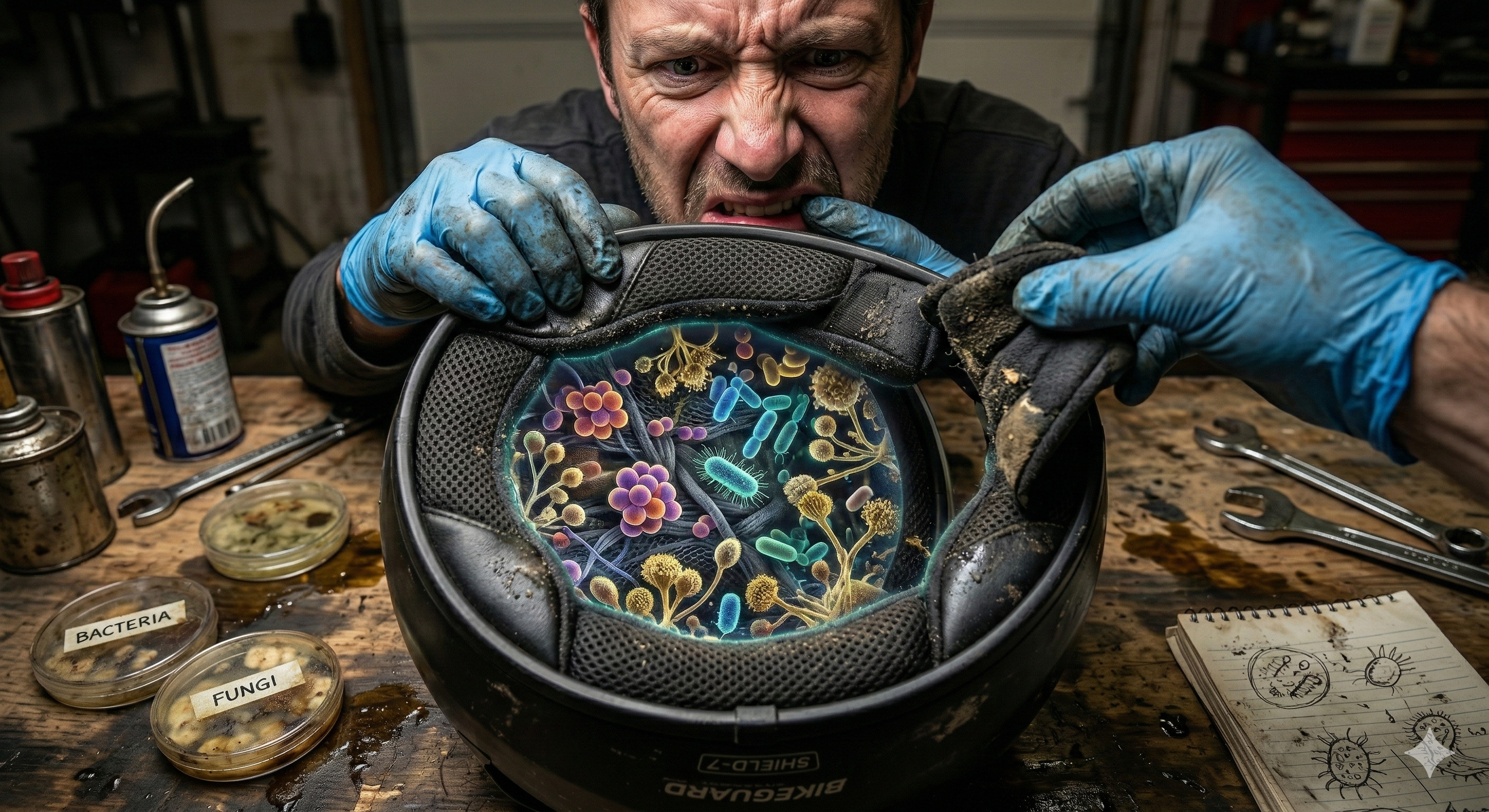 Helmet interior close up